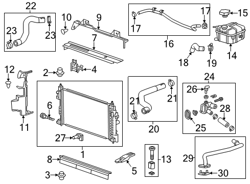 2015 Chevy Malibu Radiator SURGE TANK Inlet Hose Diagram for 23497921