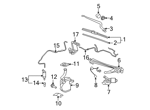 2008 Cadillac DTS Hose Assembly, Windshield Washer Solvent Container Diagram for 15775515