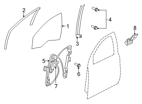 2017 Chevy SS Front Door - Glass & Hardware Diagram