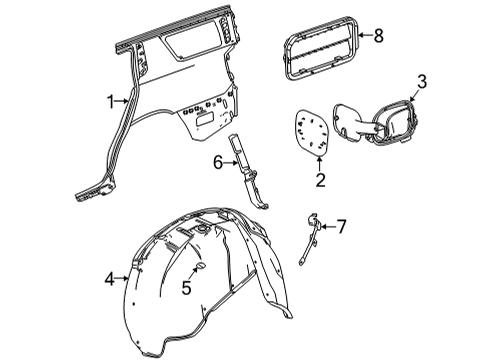 2021 Cadillac Escalade Quarter Panel & Components Diagram