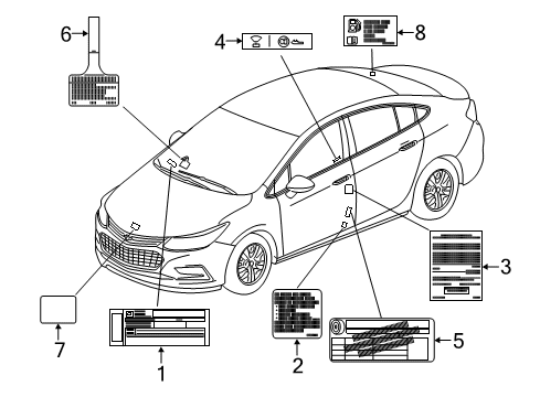 2017 Chevy Cruze Label, A/C Refrigerant & Fan Blade Warning Diagram for 39137713