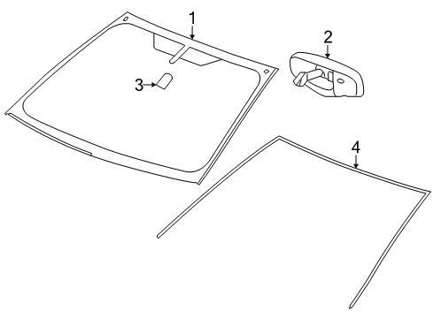 2007 Saturn Aura Windshield Glass, Reveal Moldings Diagram 1 - Thumbnail