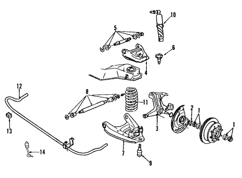 1999 GMC K2500 Suburban Front Suspension, Control Arm Diagram 4 - Thumbnail