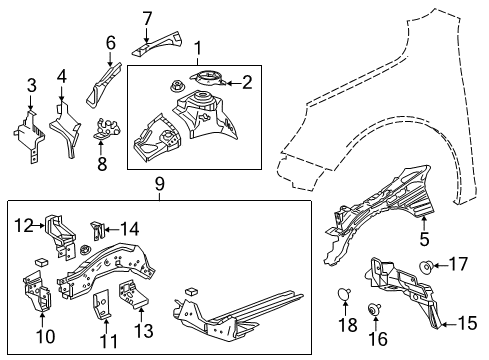 2015 Chevy Impala Structural Components & Rails Diagram