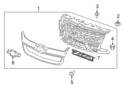 2019 Chevy Colorado Grille Assembly, Front *Black Diagram for 84408357