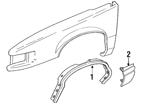 1992 Buick LeSabre Molding Kit, Front Fender Center Rear Rh *Black Diagram for 12508198