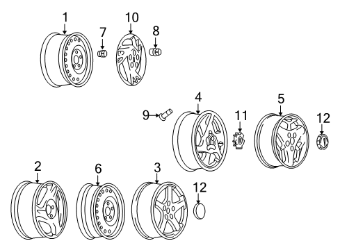 2005 Pontiac Aztek Wheels, Covers & Trim Diagram