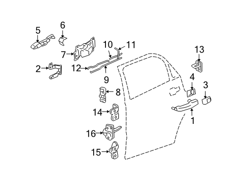 2009 Pontiac Torrent Rear Door - Lock & Hardware Diagram