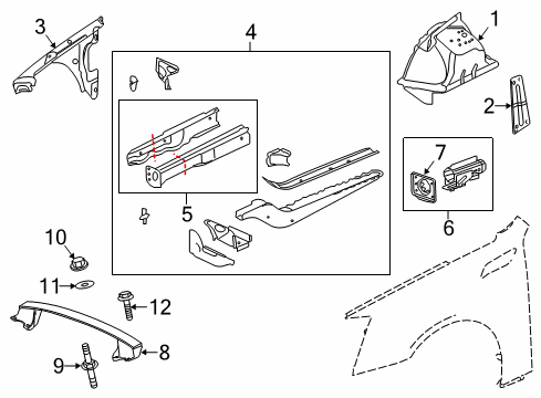 2013 Cadillac CTS Washer, Hood Adjust Rear Bumper Diagram for 14047726