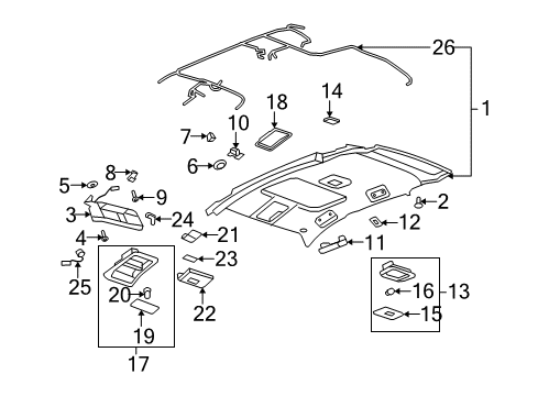 2009 Saturn Vue Interior Trim - Roof Diagram 1 - Thumbnail