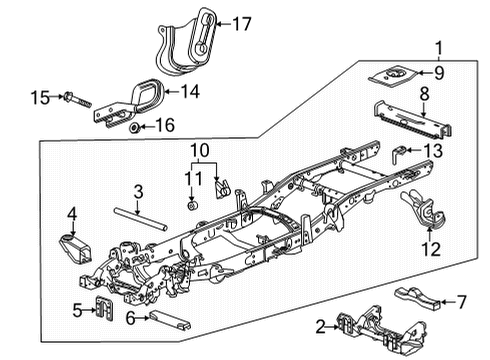 2020 GMC Sierra 2500 HD Crossmember Assembly, Spa Whl Hoist Diagram for 84608607