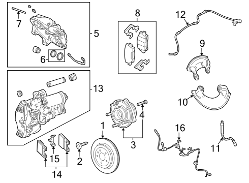 2022 Cadillac CT5 Rear Brake Rotor (Coated) Diagram for 13592623