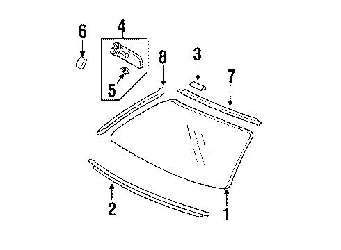 1997 Pontiac Grand Am Windshield Glass, Reveal Moldings Diagram