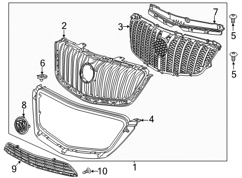 2015 Buick Encore Grille & Components Diagram