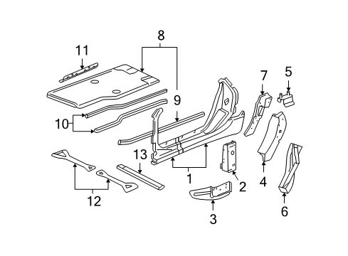 2005 Chevy Corvette Aperture Panel, Floor, Hinge Pillar, Lock Pillar Diagram