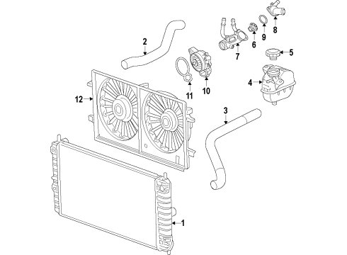 2009 Chevy Malibu Cooling System, Radiator, Water Pump, Cooling Fan Diagram 9 - Thumbnail