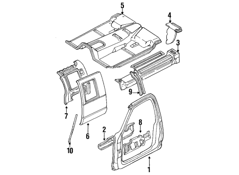 1991 Chevy C1500 Rocker Panel, Side Panel, Floor, Uniside Diagram 1 - Thumbnail