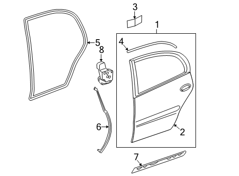 2006 Cadillac DTS Rear Door, Body Diagram