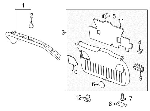 2011 GMC Terrain Panel Assembly, Lift Gate Lower Trim Finish *Jet Black Diagram for 22788453