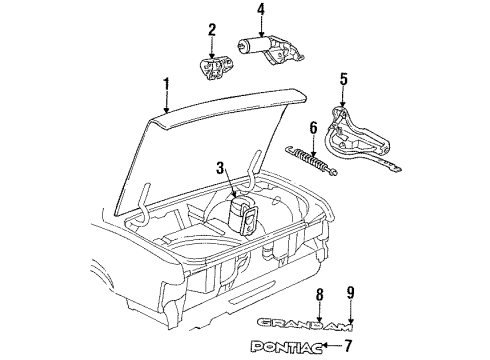 1988 Pontiac Grand Am S/A Spring Hinge R/C Lid Diagram for 20456266