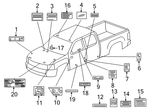 2011 Chevy Silverado 1500 Information Labels Diagram 1 - Thumbnail