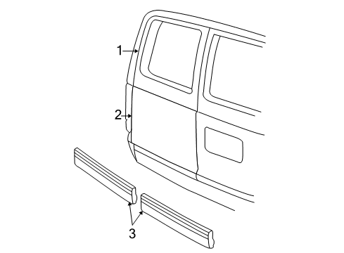 2001 GMC Safari Back Door & Related Parts, Trim Diagram 1 - Thumbnail