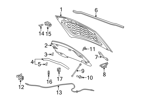 2009 Cadillac SRX Hood & Components, Body Diagram