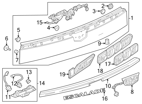 2023 Cadillac Escalade Lamp Assembly, Rear Lic Plt Diagram for 84723575