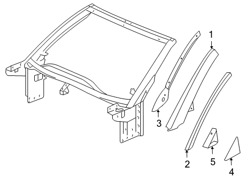 2009 Cadillac XLR Exterior Trim - Roof Diagram