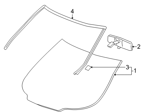 2005 Buick Terraza Windshield Glass, Reveal Moldings Diagram