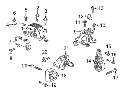 2020 Cadillac XT4 Engine & Trans Mounting Diagram