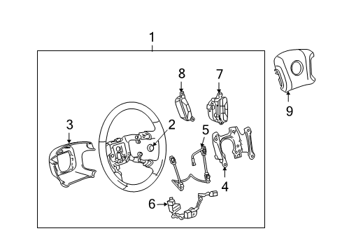 2009 Buick Lucerne Steering Wheel Assembly *Dark Titanium Diagram for 25909830