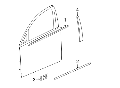 2009 Chevy Impala Sealing Strip Assembly, Front Side Door Window Outer Diagram for 20987873