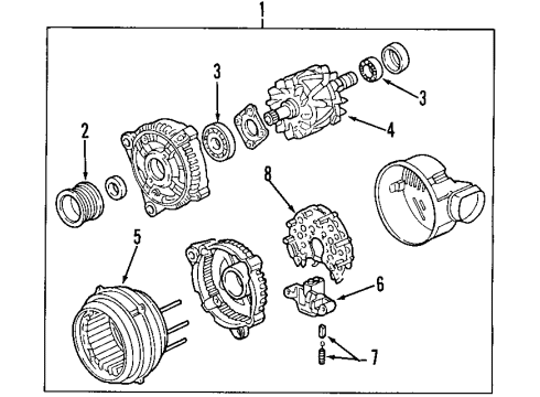 2000 Cadillac Catera Bearing,Generator Rotor Drive End Diagram for 90512010