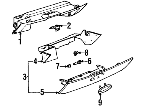 1997 Saturn SC1 Glove Box Diagram