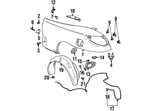 1997 Saturn SC1 Fuel Door Diagram