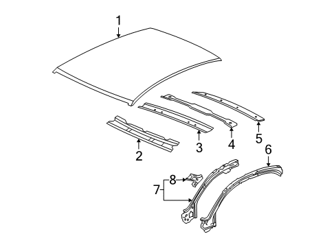 2012 Chevy Malibu Panel, Roof Diagram for 22863456