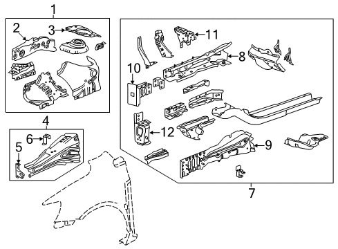 2017 Chevy Sonic Rail Assembly, Front Compartment Side Diagram for 94541556