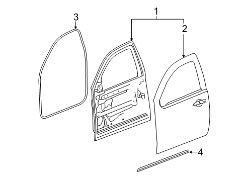 2011 Cadillac Escalade EXT Front Door, Body Diagram