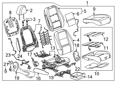 2016 Chevy Trax Frame Assembly, Front Seat Cushion Diagram for 95077952