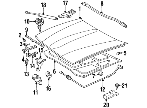 1994 Cadillac Seville Hood & Components, Body Diagram