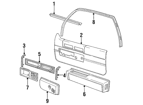 1993 Cadillac 60 Special Armrest Assembly, Front Side Door *White Diagram for 16667979