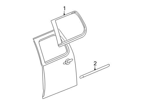 2007 Cadillac Escalade ESV Molding Assembly, Rear Side Door Window Reveal Diagram for 23134806