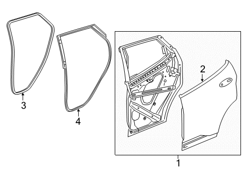 2019 Chevy Bolt EV Weatherstrip Assembly, Rear Side Door (Body Side) Diagram for 42588070