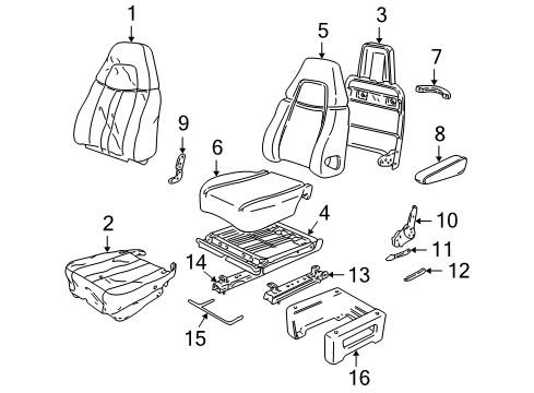 1997 Chevy Express 1500 Pad,Driver Seat Cushion Diagram for 12386322