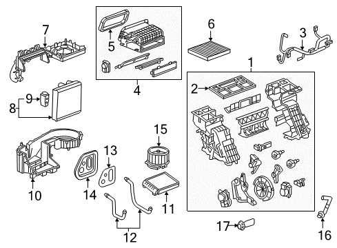 2018 Chevy Volt A/C Evaporator & Heater Components Diagram