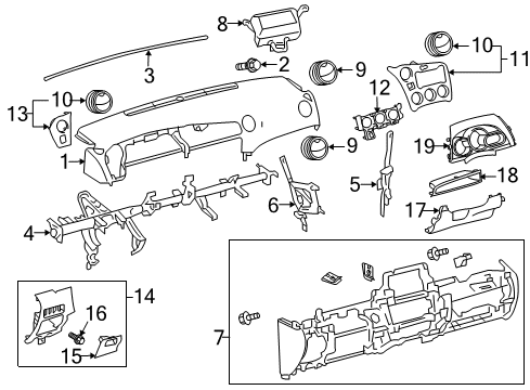 2010 Pontiac Vibe Instrument Panel, Body Diagram