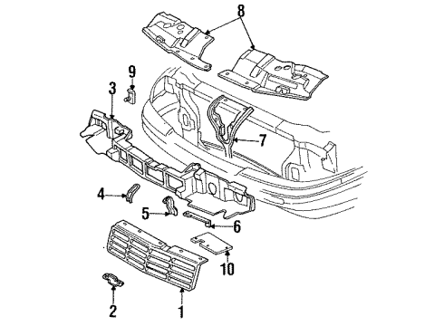 1987 Chevy Corsica Radiator Grille Emblem Diagram for 10066853