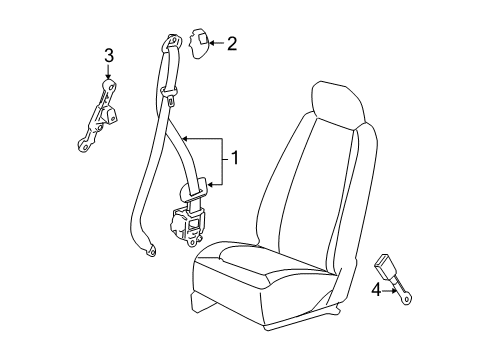 2008 Chevy HHR Passenger Seat Belt Kit (Retractor Side) (W/ Pre, Tensioner) *Light Gray Diagram for 19257002