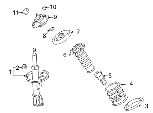 2004 Pontiac Vibe Struts & Components - Front Diagram 1 - Thumbnail